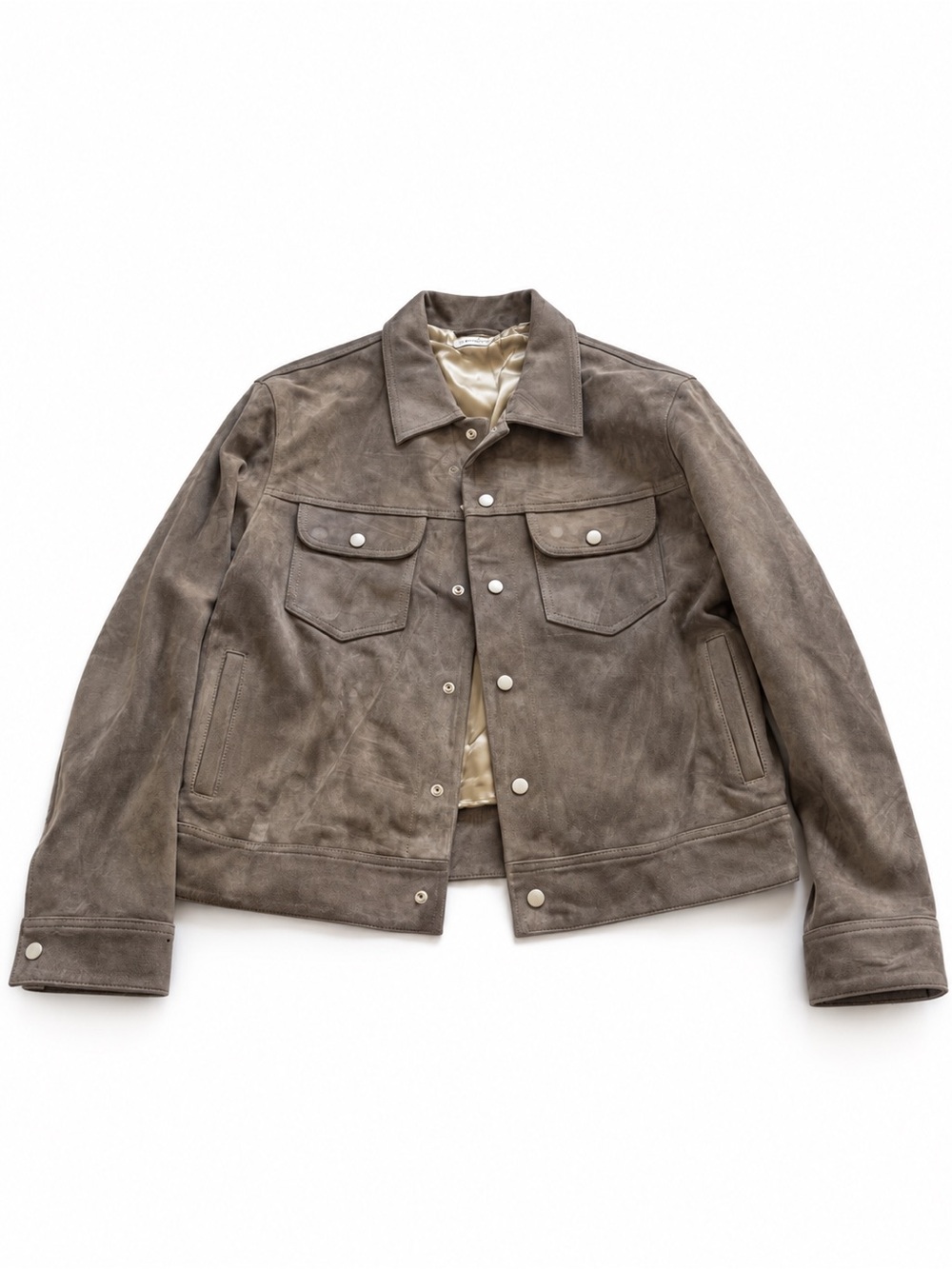 Frame Denim Men's Suede Trucker Jacket - Taupe/Gray